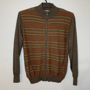 MFH Knits 100%‎ Baby Alpaca Wool Brown Full Zip Jacket Lightweight Size Large